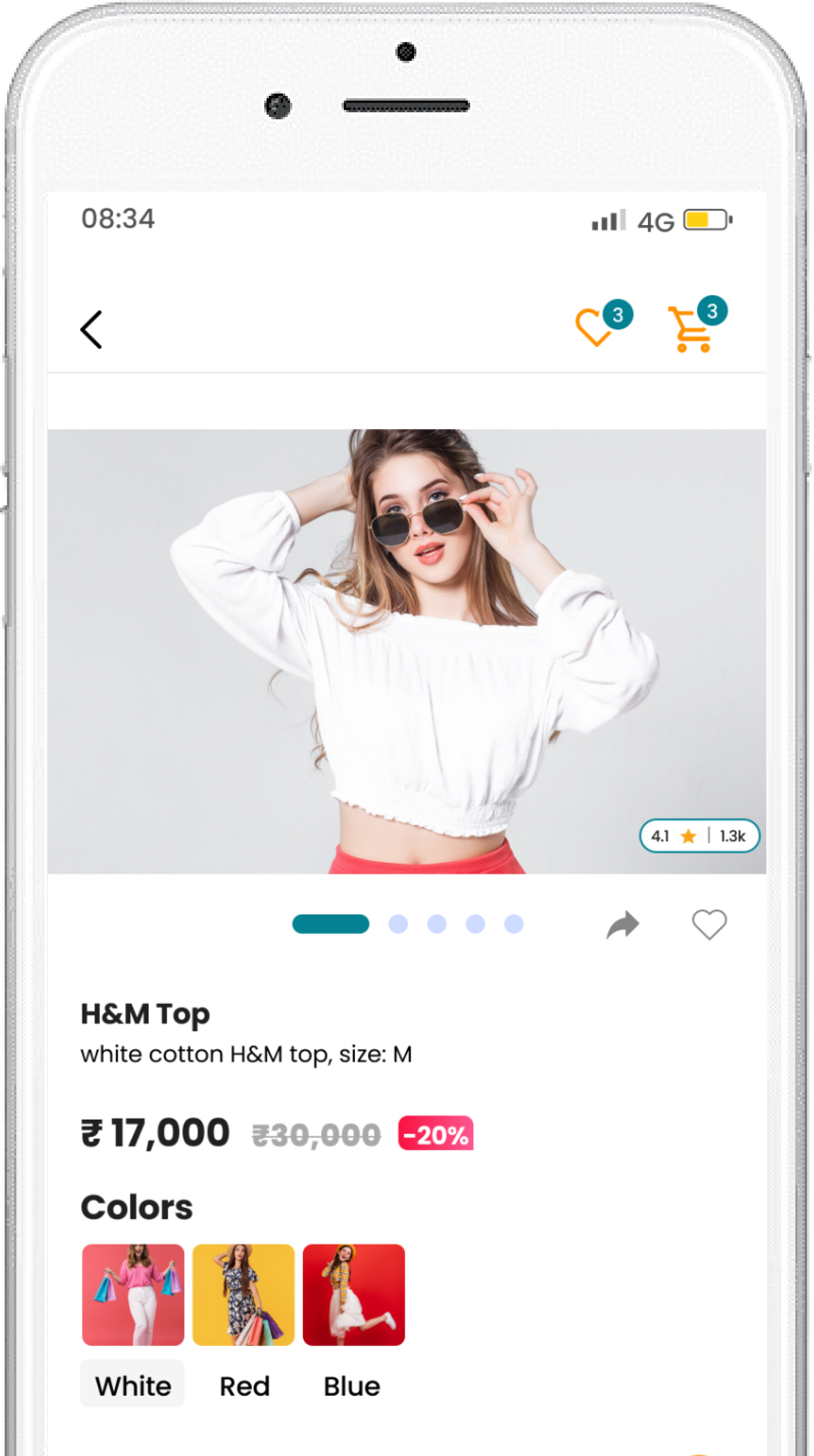mobile view of app